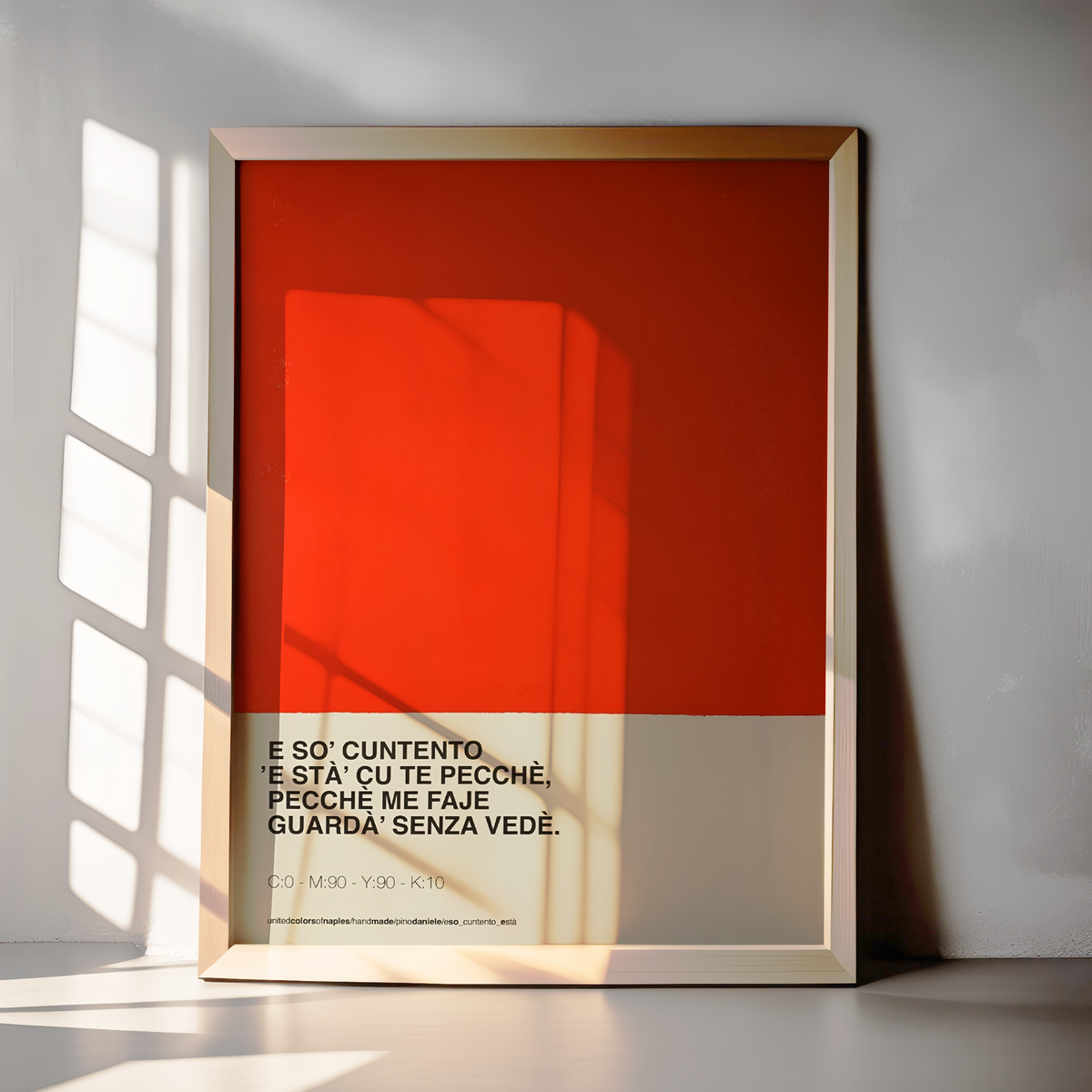 Opera Poster E So' Cuntent 'e stà, Pino Daniele – Poster Artigianale Fatto a Mano a Napoli | United Colors of Naples